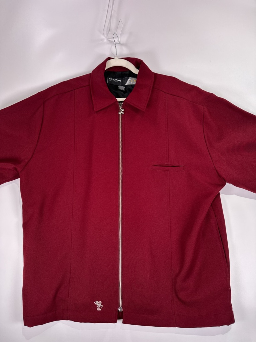KikWear Smooth Cut Mechanic Jacket Vintage Full Zip Polyester Burgundy L - Picture 3 of 10